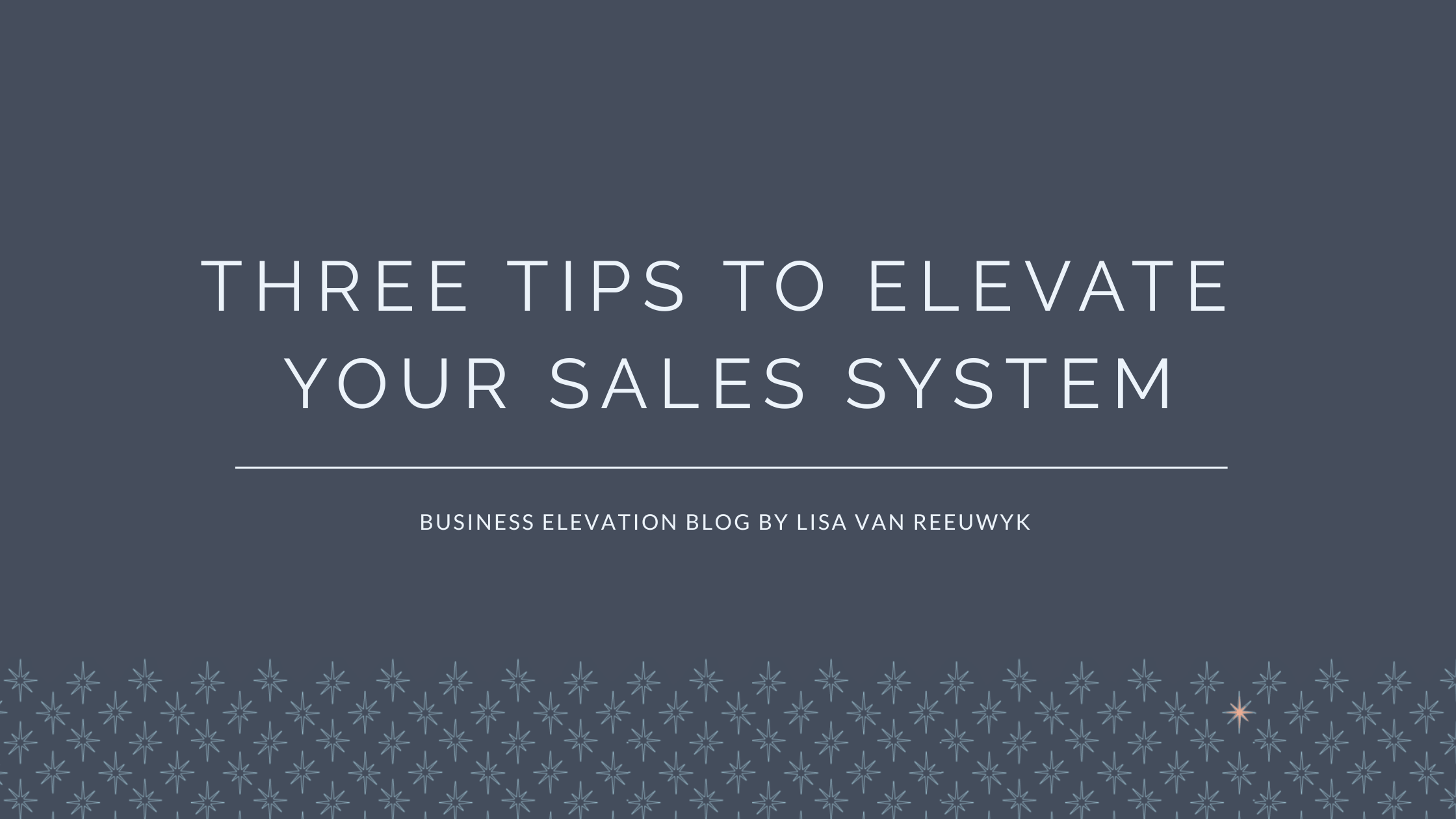 Three tips to elevate your sales system, blog by Lisa van Reeuwyk Reeuwyk founder of Bloom Business Development